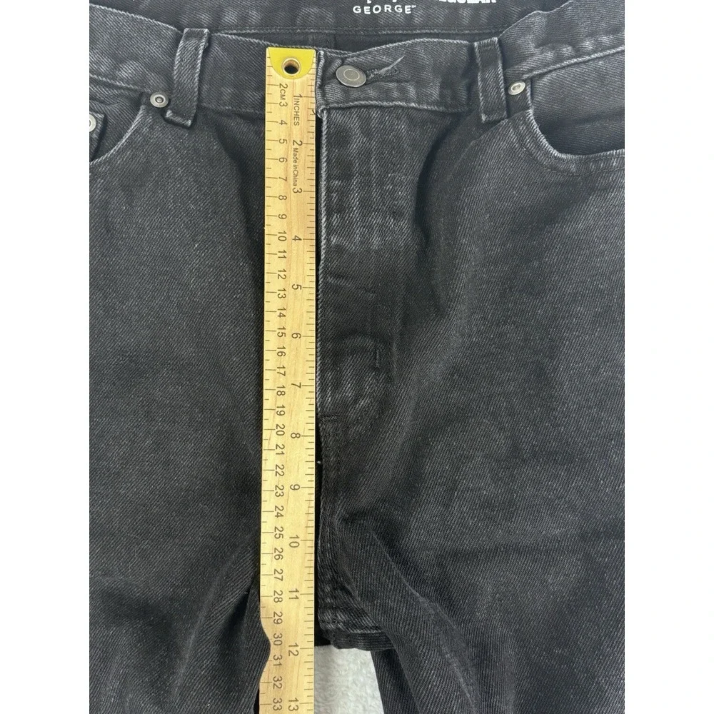 George Jeans Mens Black Straight Leg Mid Rise Jeans Size 36x32‎